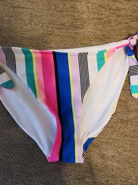 No Boundaries Bikini Bottoms with Neon Stripe Accents & Side Ties